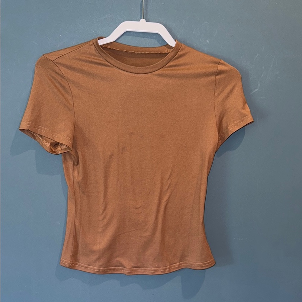 SHEIN Orange Fitted Short Sleeve T-Shirt